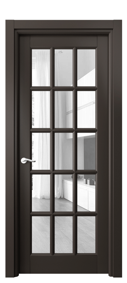 Дверь межкомнатная Лигнум 0708 Матовый антрацит Прозрачное стекло Гладкий наличник МАН Цена 23405700 so'm Наличники уже входят в базовый комплект. Фабрика дверей Волховец 8 (800) 551 43 19 Межкомнатная дверь Лигнум 0708 Матовый антрацит Прозрачное стекло Цена 23405700 so'm | Volhovec