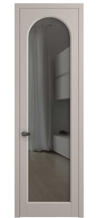 Межкомнатная дверь Палаццо 6804 Матовый светло-бежевый Прозрачное серое стекло, триплекс Цена 97029 ₽ | Volhovec