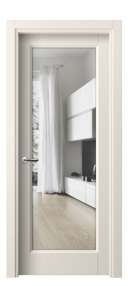 Межкомнатная дверь Галант 1402 ПЭТ кремово-белый Прозрачное стекло Цена 5714250 so'm | Volhovec