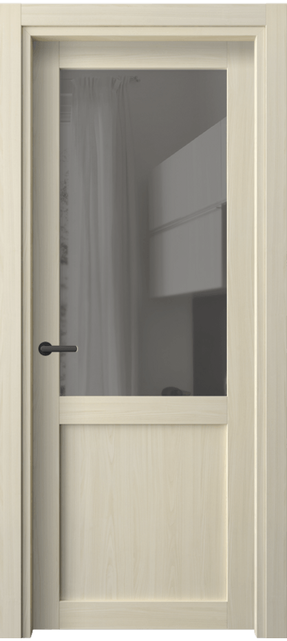 Межкомнатная дверь Нео 2122 Молочный ясень Прозрачное серое стекло, триплекс Цена 2496900 so'm | Volhovec