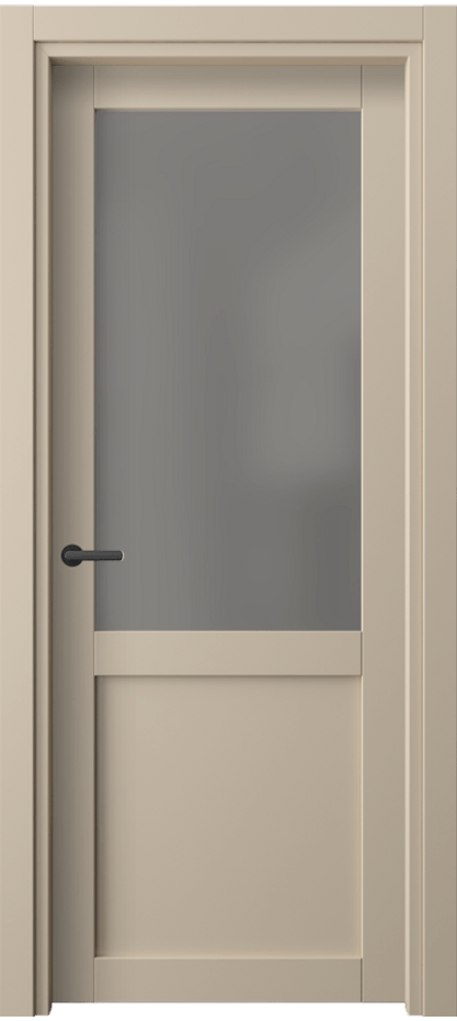 Межкомнатная дверь Нео 2122 ПЭТ светло-бежевый Сатинированное серое стекло, триплекс Цена 6434900 so'm | Volhovec