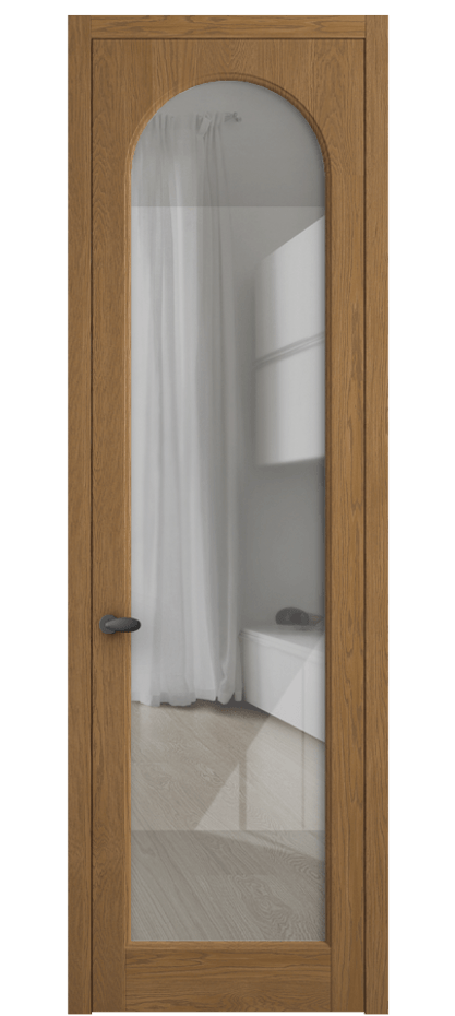 Межкомнатная дверь Палаццо 6804 Дуб пряный матовый Рефлективное прозрачное стекло "Стопсол", калёное Цена 31714550 so'm | Volhovec