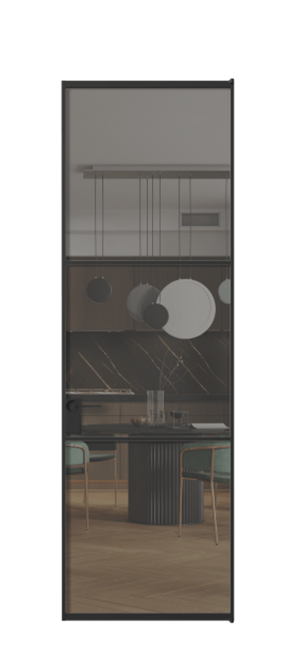 Алюминиевая дверь АЛПЛ040.03 Алюминий Черный Прозрачное серое стекло, триплекс, 6 мм Цена 130890  | Volhovec