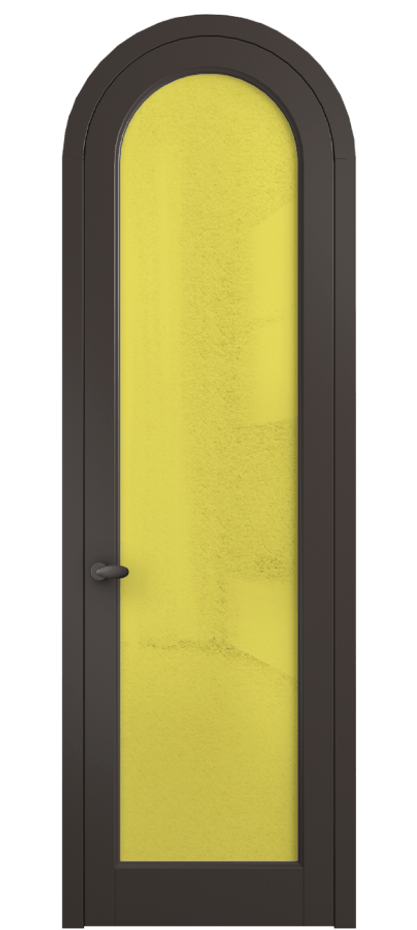 Межкомнатная дверь Палаццо 6814 Матовый антрацит Фактурное жёлтое стекло "Лёд", триплекс Цена 26625340 so'm | Volhovec