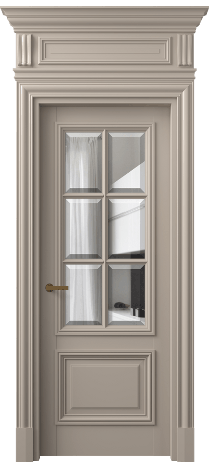 Межкомнатная дверь Антик 7312 Матовый бисквитный Прозрачное стекло с фацетом Цена 36886930 so'm | Volhovec
