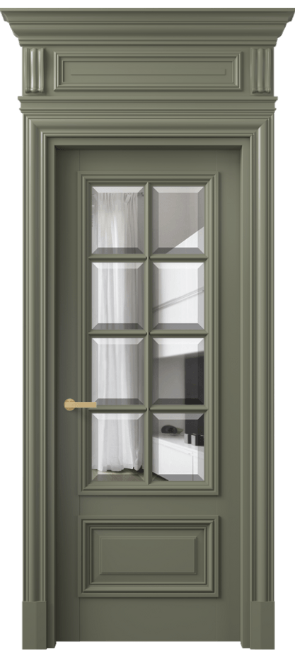 Дверь межкомнатная Антик 7316 Матовый оливковый тёмный Прозрачное стекло с фацетом КЭП + Объёмный фриз + Карниз МОТ Цена 36886930 so'm Наличники уже входят в базовый комплект. Фабрика дверей Волховец 8 (800) 551 43 19 Межкомнатная дверь Антик 7316 Матовый оливковый тёмный Прозрачное стекло с фацетом Цена 36886930 so'm | Volhovec
