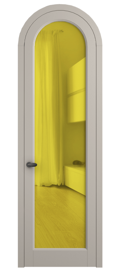 Межкомнатная дверь Палаццо 6814 Матовый светло-бежевый Прозрачное жёлтое стекло, триплекс Цена 125159 ₽ | Volhovec