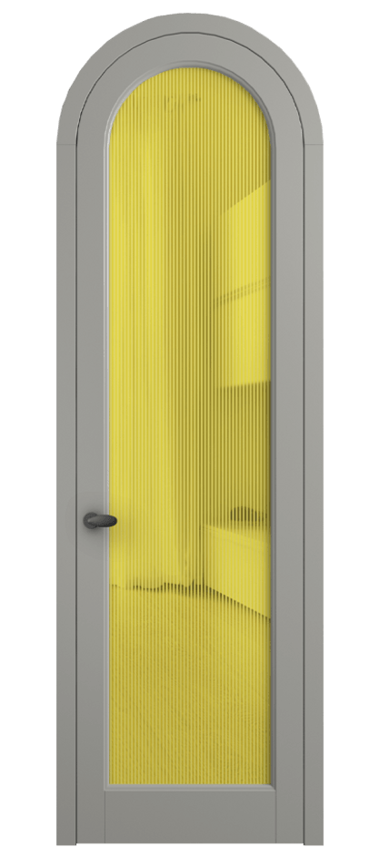 Межкомнатная дверь Палаццо 6814 Матовый нейтральный серый Рифлёное желтое стекло "Дюна", триплекс Цена 27254640 so'm | Volhovec