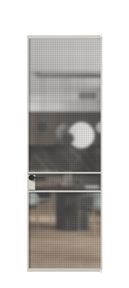 Алюминиевая дверь АЛПЛ040.02 Алюминий тёплый серый Декоративное стекло с сеткой "Mesh silver", триплекс Цена 26465110  | Volhovec