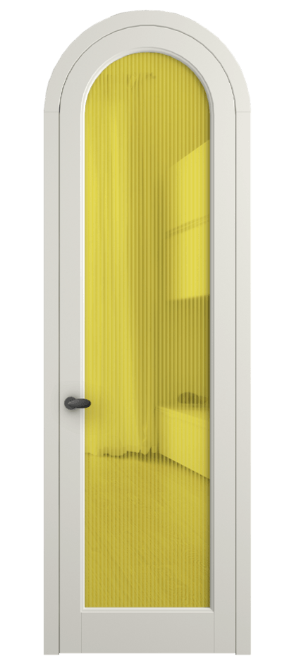 Межкомнатная дверь Палаццо 6814 Матовый жемчужный Рифлёное жёлтое стекло "Мору", триплекс Цена 27031340 so'm | Volhovec