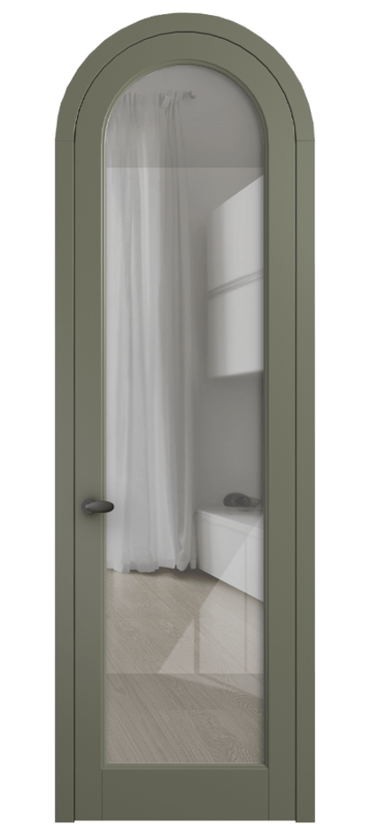 Межкомнатная дверь Палаццо 6814 Матовый оливковый тёмный Рефлективное прозрачное стекло "Стопсол", калёное Цена 27031340 so'm | Volhovec