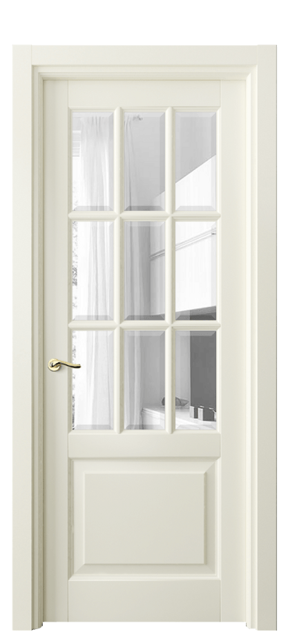 Межкомнатная дверь Лигнум 0748 Матовый молочно-белый Прозрачное стекло с фацетом Цена 24887600 so'm | Volhovec