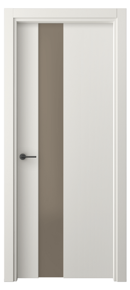 Межкомнатная дверь Freedom 4224 Софт-тач белоснежный Сатинированное бронзовое стекло, триплекс, 8 мм Цена 27369 ₽ | Volhovec