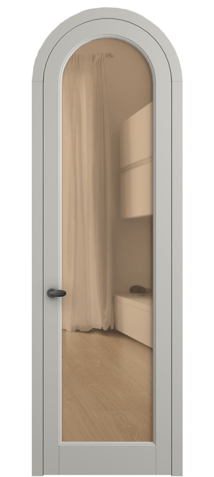 Межкомнатная дверь Палаццо 6814 Матовый тёплый серый Прозрачное оранжевое стекло, триплекс Цена 25407340 so'm | Volhovec