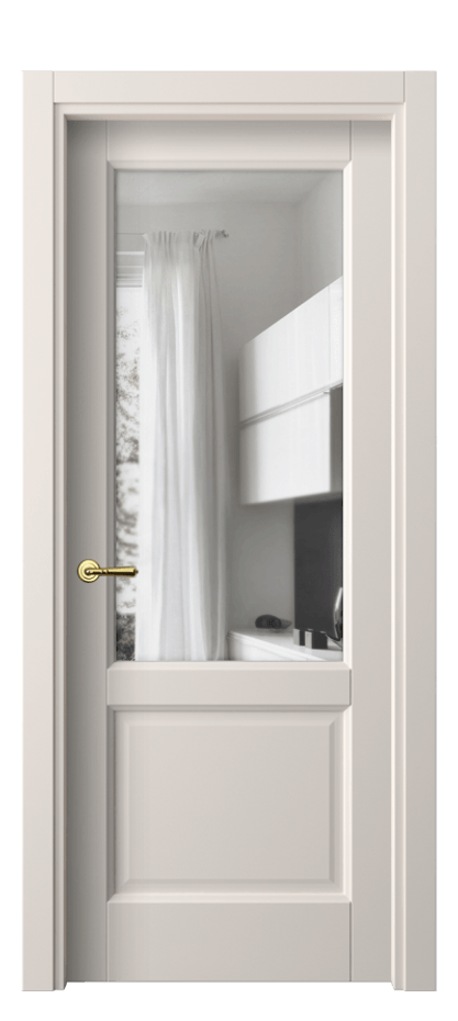 Межкомнатная дверь Галант 1422 ПЭТ тёплый-белый Прозрачное стекло Цена 6840900 so'm | Volhovec