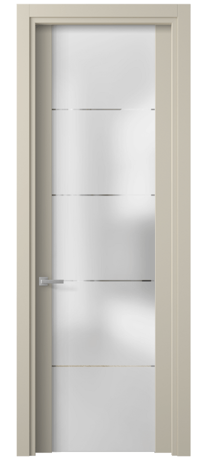 Межкомнатная дверь Планум 4114 Матовый бежево-серый Сатинированное стекло с гравировкой «КВАДРО», триплекс Цена 12240700 so'm | Volhovec