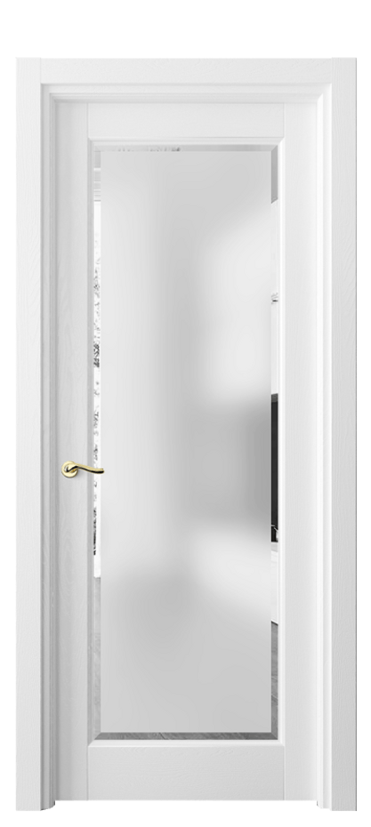 Межкомнатная дверь Лигнум 0700 Дуб белоснежный Сатинированное стекло с фацетом Цена 27770200 so'm | Volhovec