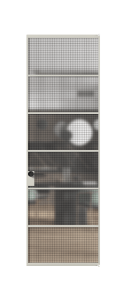 Алюминиевая дверь АЛПЛ040.04 Алюминий тёплый серый Декоративное стекло с сеткой "Mesh silver", триплекс Цена 27390790  | Volhovec