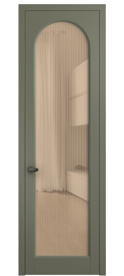 Межкомнатная дверь Палаццо 6804 Матовый оливковый тёмный Рифлёное оранжевое стекло "Moru", триплекс Цена 21320950 so'm | Volhovec