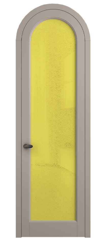 Межкомнатная дверь Палаццо 6814 Матовый бисквитный Фактурное жёлтое стекло "Лёд", триплекс Цена 26625340 so'm | Volhovec