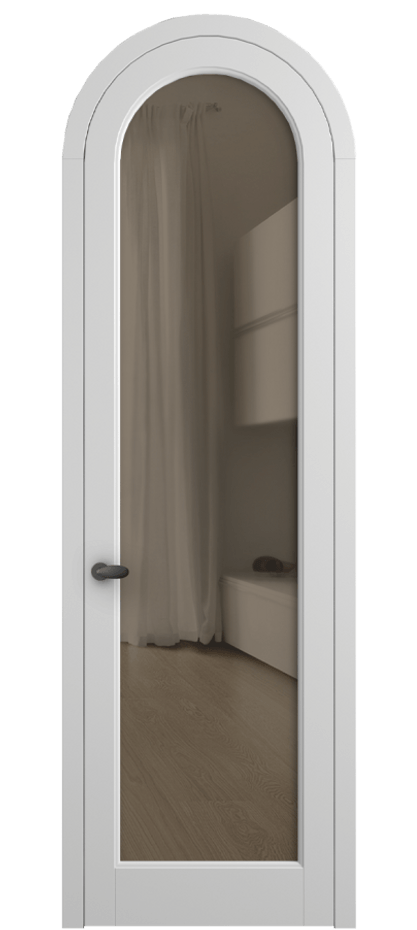 Межкомнатная дверь Палаццо 6814 Матовый белоснежный Прозрачное бронзовое стекло, триплекс Цена 25407340 so'm | Volhovec