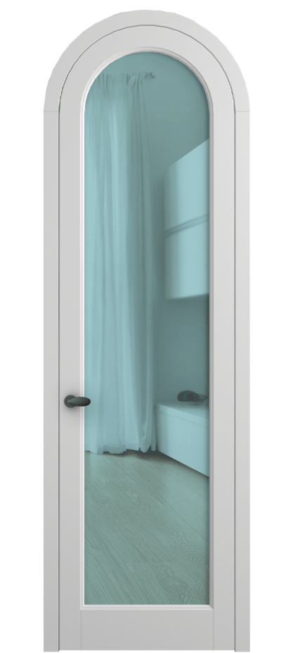 Межкомнатная дверь Палаццо 6814 Матовый белоснежный Прозрачное голубое стекло, триплекс Цена 25407340 so'm | Volhovec