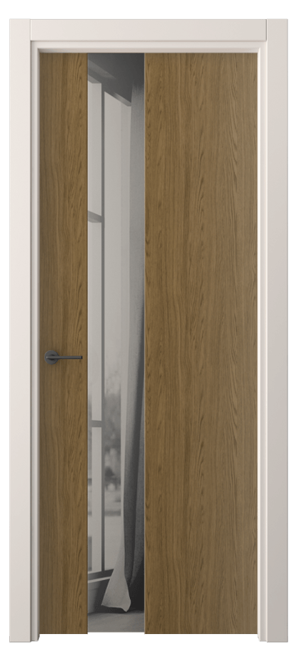 Межкомнатная дверь Freedom 4224 Торфяной дуб Двустороннее серое зеркало, триплекс, 8 мм  Цена 40299 ₽ | Volhovec