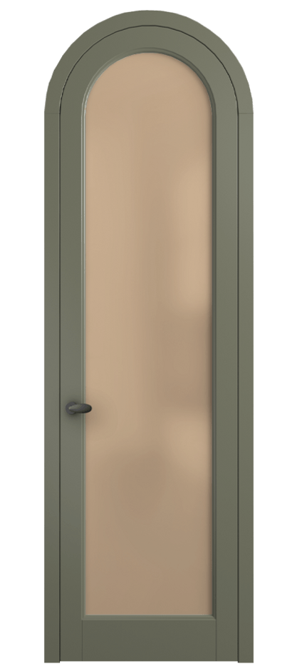 Межкомнатная дверь Палаццо 6814 Матовый оливковый тёмный Сатинированное оранжевое стекло, триплекс Цена 26036640 so'm | Volhovec