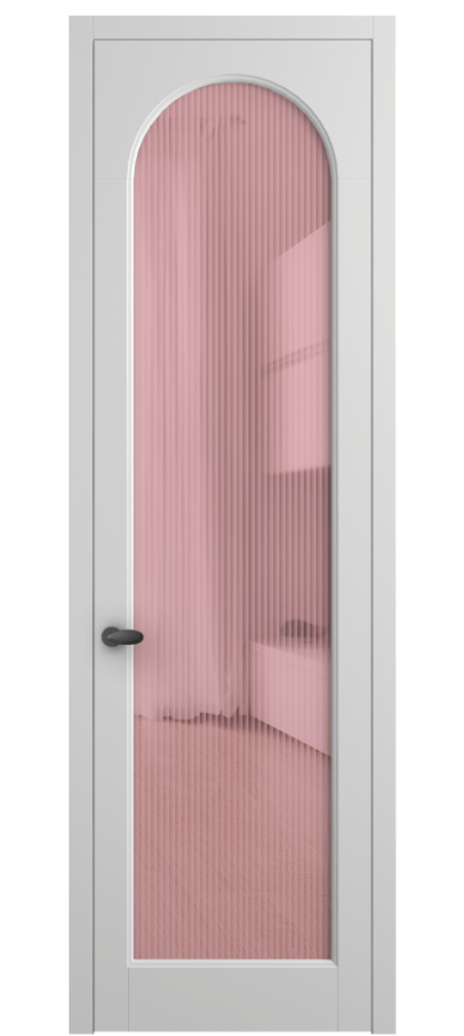 Межкомнатная дверь Палаццо 6804 Матовый белоснежный Рифлёное розовое стекло "Moru", триплекс Цена 21320950 so'm | Volhovec