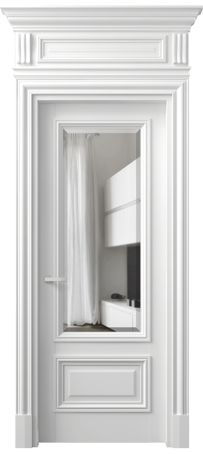 Дверь межкомнатная Антик 7306 Матовый белоснежный Прозрачное стекло с фацетом КЭП + Объёмный фриз + Карниз МБЛ Цена 32948730 so'm Наличники уже входят в базовый комплект. Фабрика дверей Волховец 8 (800) 551 43 19 Межкомнатная дверь Антик 7306 Матовый белоснежный Прозрачное стекло с фацетом Цена 32948730 so'm | Volhovec