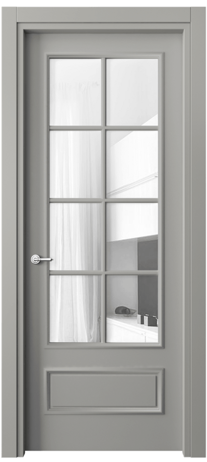 Дверь межкомнатная Paris 8112 Матовый нейтральный серый Прозрачное стекло Гладкий наличник МНСР Цена 13150140 so'm Наличники уже входят в базовый комплект. Фабрика дверей Волховец 8 (800) 551 43 19 Межкомнатная дверь Paris 8112 Матовый нейтральный серый Прозрачное стекло Цена 13150140 so'm| Volhovec