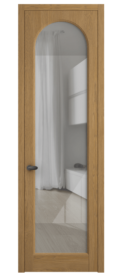 Межкомнатная дверь Палаццо 6804 Дуб солнечный матовый Рефлективное прозрачное стекло "Стопсол", калёное Цена 31714550 so'm | Volhovec