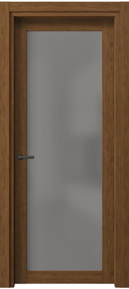 Межкомнатная дверь Нео 2102 Лесной орех Сатинированное серое стекло, триплекс Цена 13530 ₽ | Volhovec