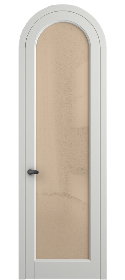 Межкомнатная дверь Палаццо 6814 Матовый светло-серый Фактурное оранжевое стекло "Лёд", триплекс Цена 26625340 so'm | Volhovec