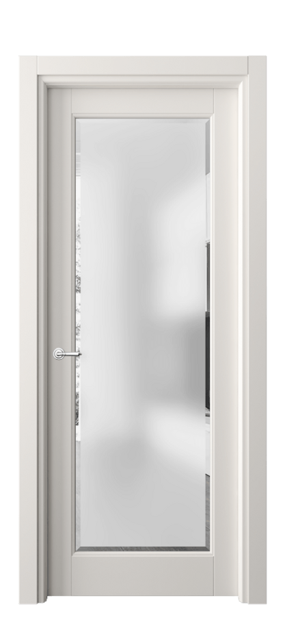 Межкомнатная дверь Тоскана Элегантэ 6300 Матовый пудровый белый Сатинированное стекло с фацетом Цена 19142700 so'm | Volhovec