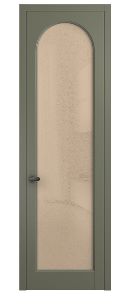 Межкомнатная дверь Палаццо 6804 Матовый оливковый тёмный Фактурное оранжевое стекло "Лёд", триплекс Цена 20914950 so'm | Volhovec