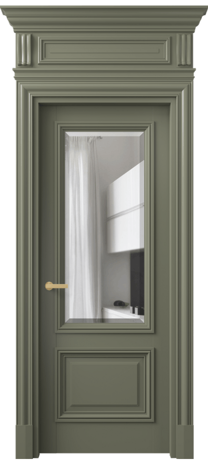 Межкомнатная дверь Антик 7302 Матовый оливковый тёмный Прозрачное стекло с фацетом Цена 33415630 so'm | Volhovec