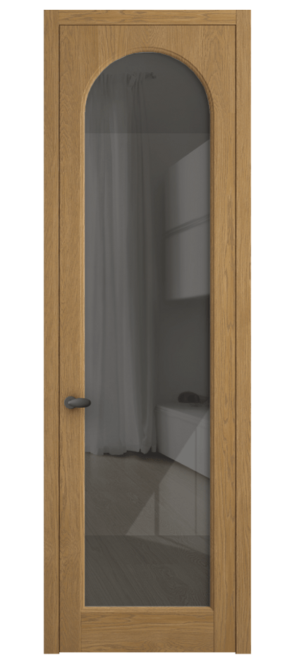 Межкомнатная дверь Палаццо 6804 Дуб солнечный матовый Рефлективное серое стекло "Стопсол", калёное Цена 31714550 so'm | Volhovec