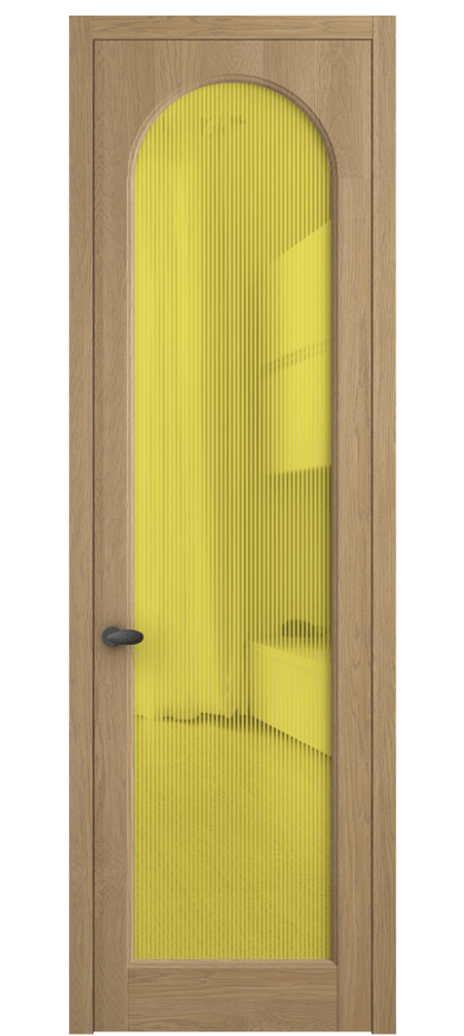 Межкомнатная дверь Палаццо 6804 Дуб соломенный матовый Рифлёное желтое стекло "Дюна", триплекс Цена 31308550 so'm | Volhovec