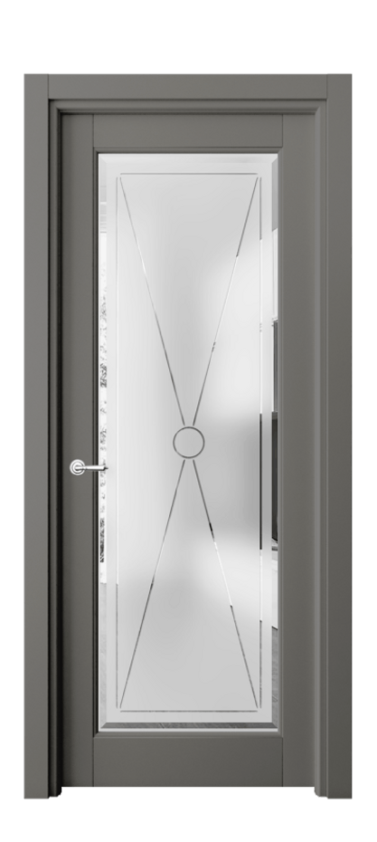 Межкомнатная дверь Тоскана Литера 6300 Матовый классический серый Сатинированное стекло с гравировкой «LITERA» Цена 19142700 so'm | Volhovec