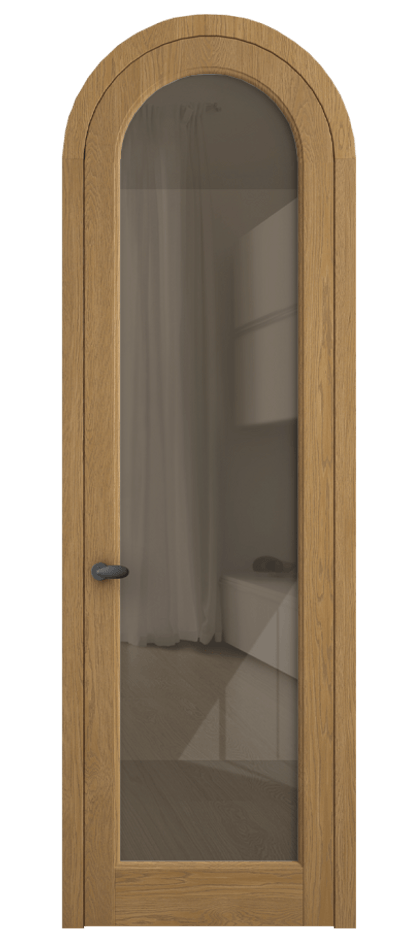 Межкомнатная дверь Палаццо 6814 Дуб солнечный матовый Рефлективное бронзовое стекло "Стопсол", калёное Цена 214349 ₽ | Volhovec