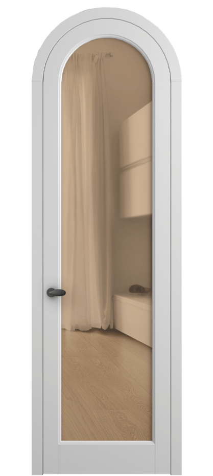 Межкомнатная дверь Палаццо 6814 Матовый белоснежный Прозрачное оранжевое стекло, триплекс Цена 125159 ₽ | Volhovec