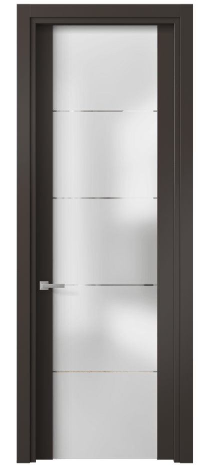 Межкомнатная дверь Planum 4114 Матовый антрацит Сатинированное стекло с гравировкой «КВАДРО», триплекс Цена 12240700 so'm | Volhovec