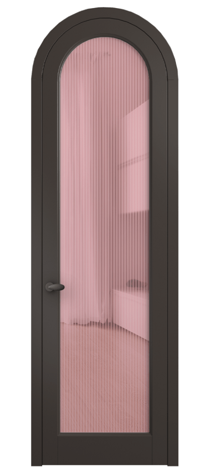 Межкомнатная дверь Палаццо 6814 Матовый антрацит Рифлёное розовое стекло "Moru", триплекс Цена 27031340 so'm | Volhovec