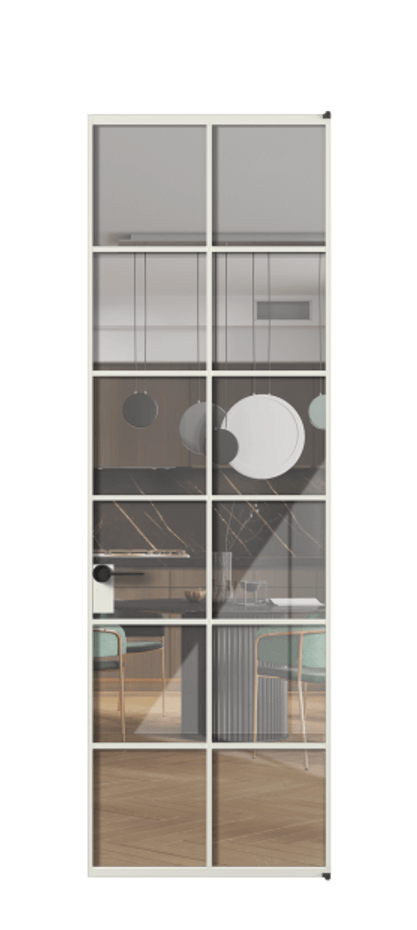 Алюминиевая дверь АЛПЛ040.05 Алюминий серый Рефлективное прозрачное стекло "Stopsol", калёное, 6мм Цена 30204370  | Volhovec