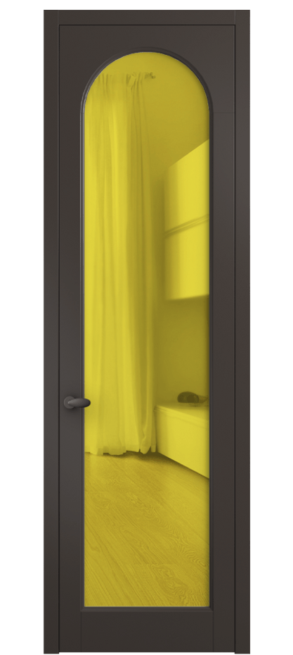 Межкомнатная дверь Палаццо 6804 Матовый антрацит Прозрачное жёлтое стекло, триплекс Цена 20387150 so'm | Volhovec