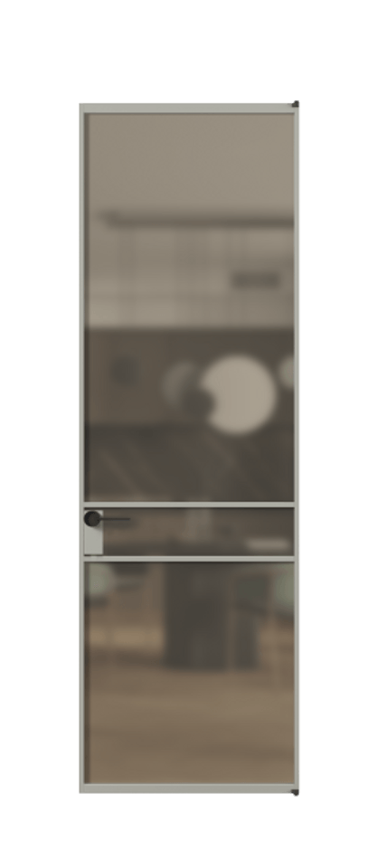 Алюминиевая дверь АЛПЛ040.02 Алюминий нейтральный серый Сатинированное бронзовое стекло, триплекс Цена 25165910  | Volhovec