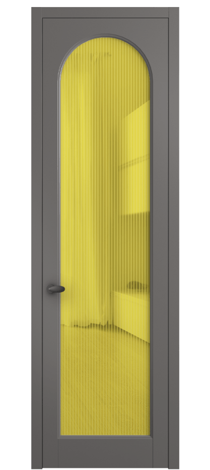 Межкомнатная дверь Палаццо 6804 Матовый классический серый Рифлёное жёлтое стекло "Мору", триплекс Цена 21320950 so'm | Volhovec