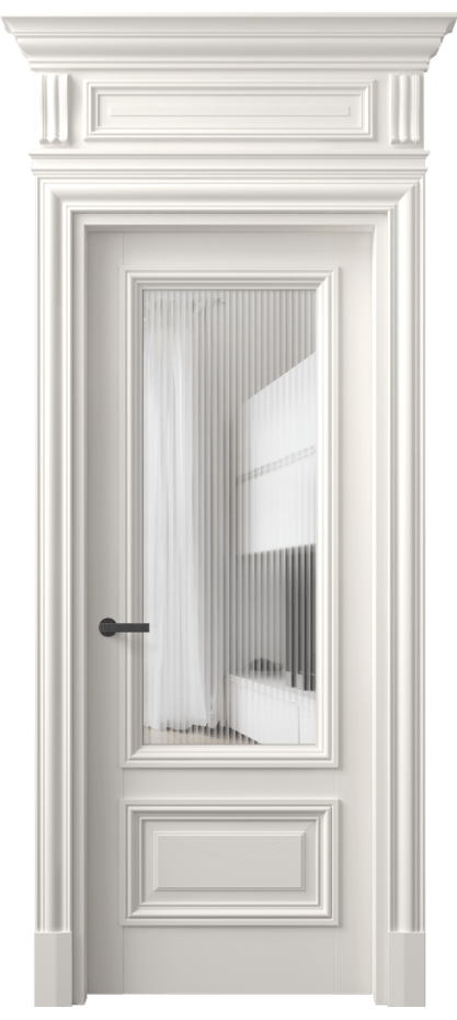 Межкомнатная дверь Antique 7306 Бук пудровый белый Рифлёное стекло "Moru", триплекс Цена 34633630 so'm | Volhovec