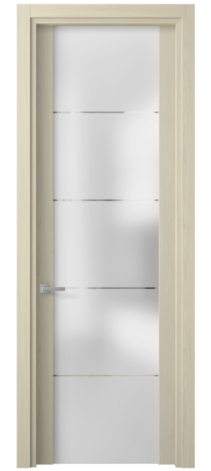 Межкомнатная дверь Planum 4114 Молочный ясень Сатинированное стекло с гравировкой «КВАДРО», триплекс Цена 6625720 so'm | Volhovec